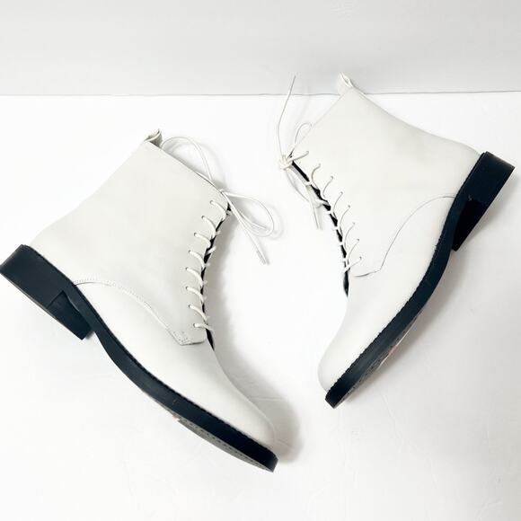 SAM EDELMAN NINA LACE- UP BRIGHT WHITE LEATHER WOMEN BOOTS 9.5 NEW  WITH BOX - Picture 7 of 8